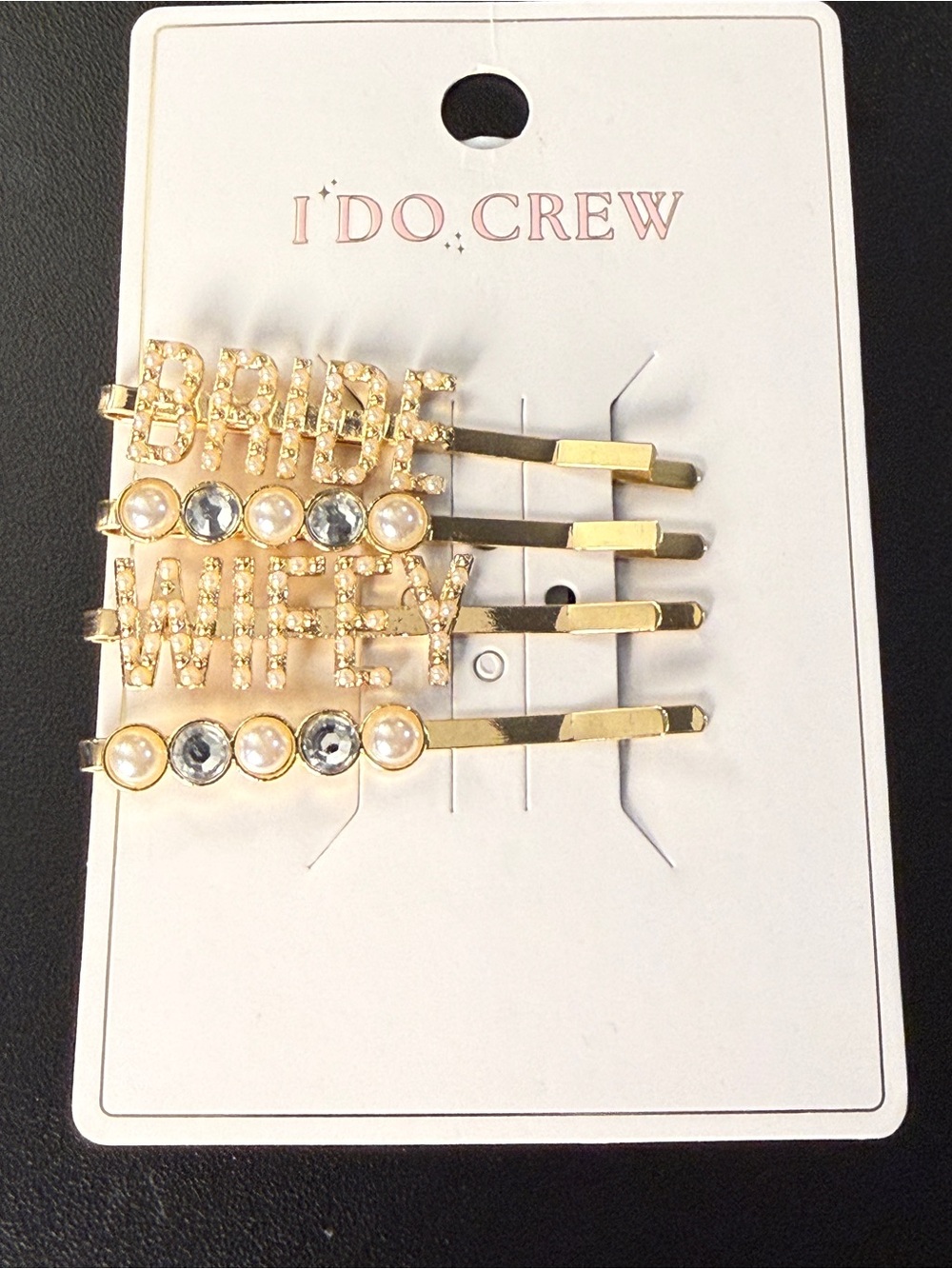 Bride Wifey Gold Rhinestone Hair Pin Set